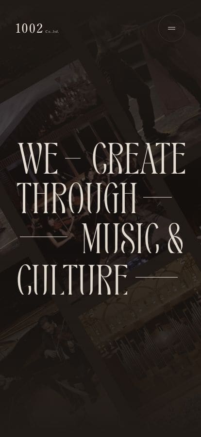株式会社1002 - 1002は、音楽によって上質な空間を創造するミュージック・クリエイティブ・プロダクションです。1973年の創業以来、音楽が必要とされるあらゆる場面において、多様なニーズにお応えしています。 スマホ表示