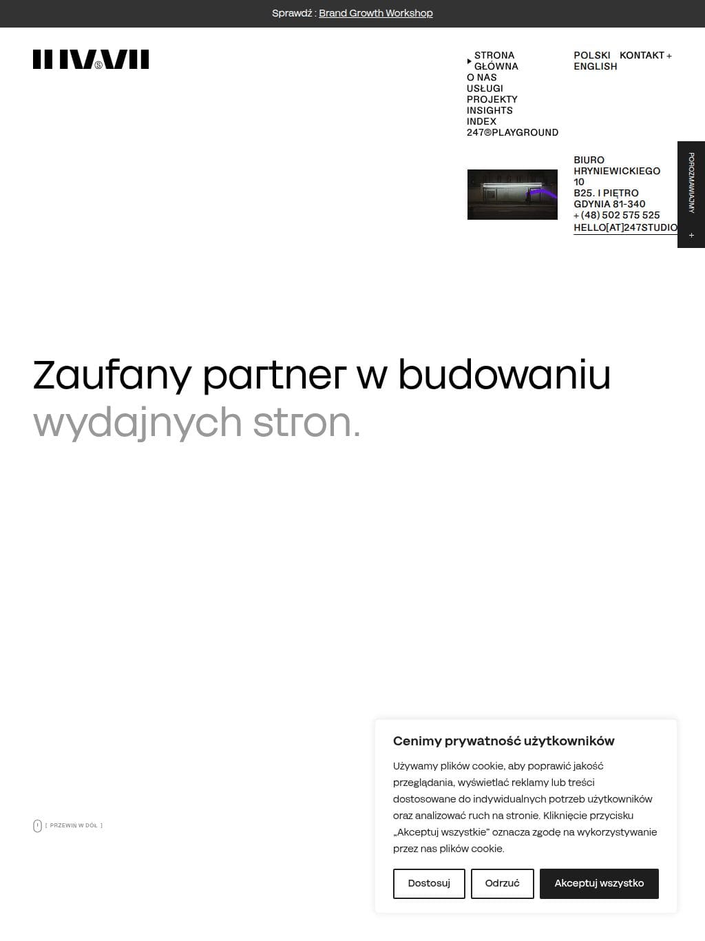 Agencja brandingowa: brand design studio | 247studio タブレット表示