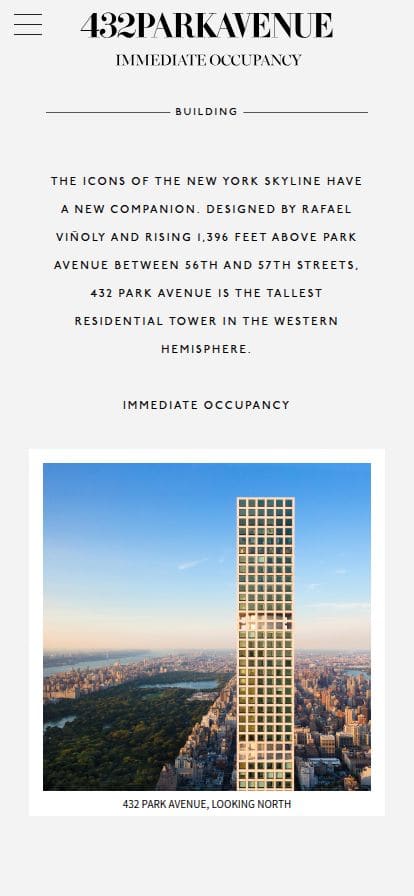 432 Park Avenue スマホ表示