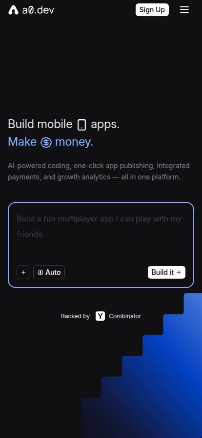 a0.dev スマホ表示