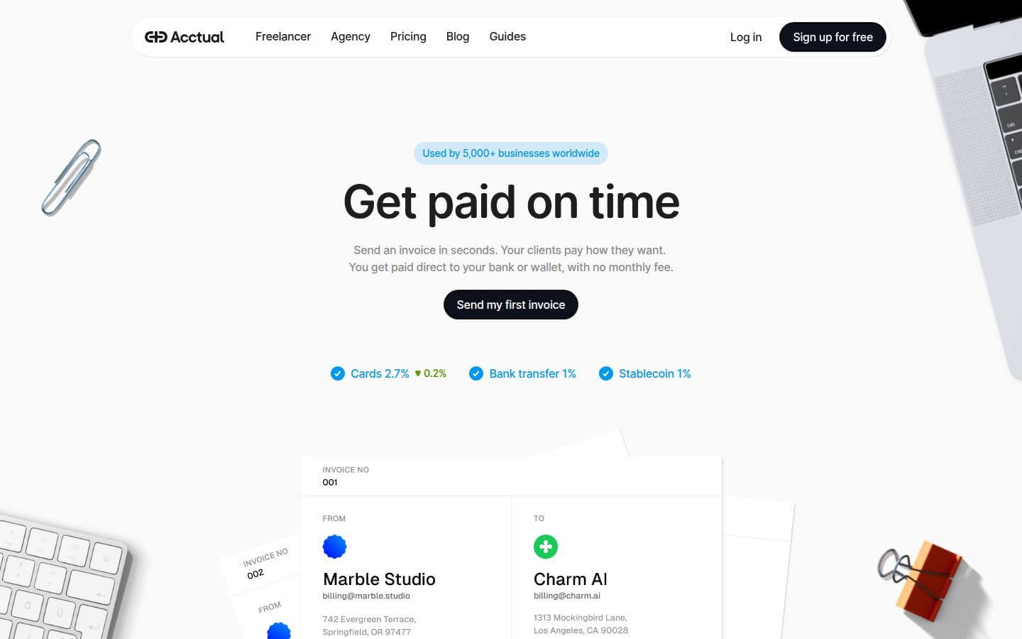 Acctual: Free Small Business Invoicing Software PC表示