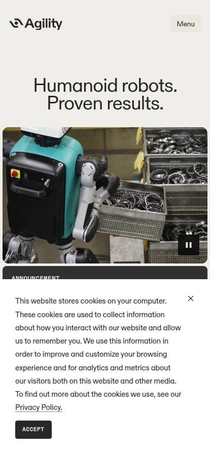 Agility Robotics スマホ表示