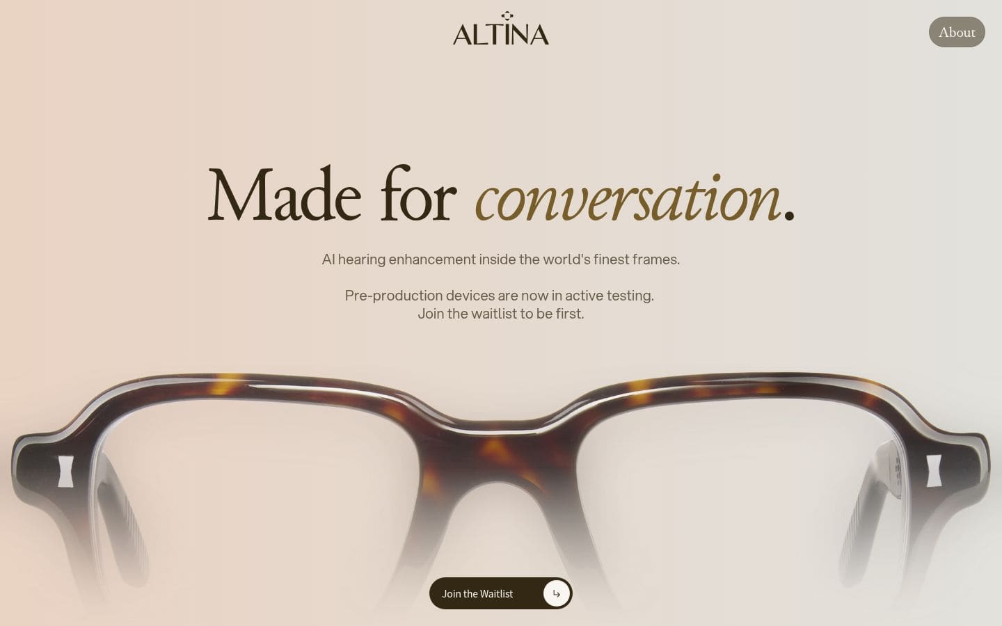 Altina | AI Hearing Eyewear Made for Conversation PC表示