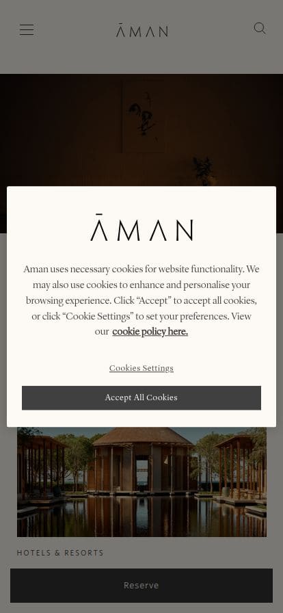 Aman Residences Tokyo スマホ表示