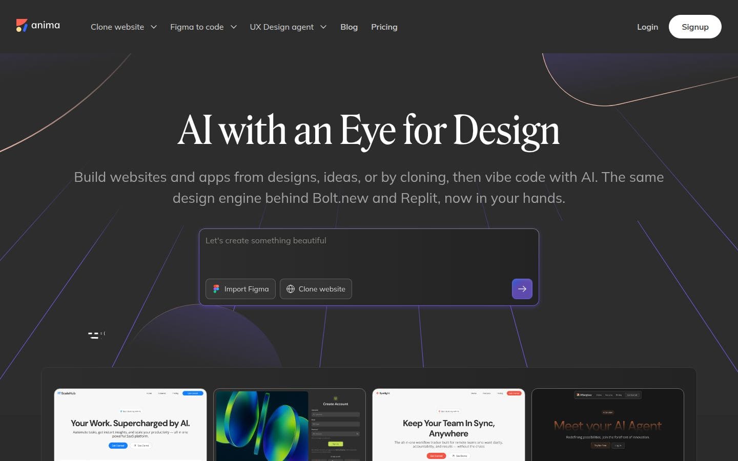 Anima: Build Websites & Apps with AI | UX Design Agent | Figma to Code PC表示