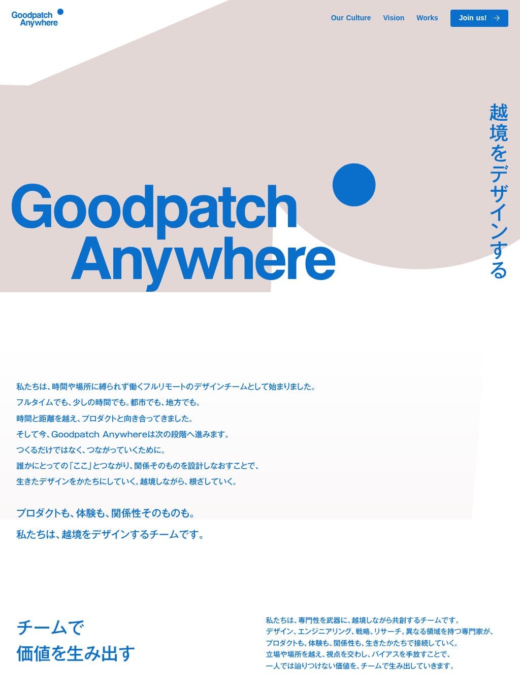 Goodpatch Anywhere | 越境するデザイン組織 タブレット表示