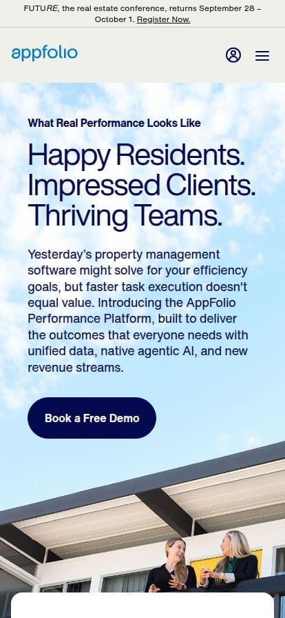 AppFolio Property Manager スマホ表示
