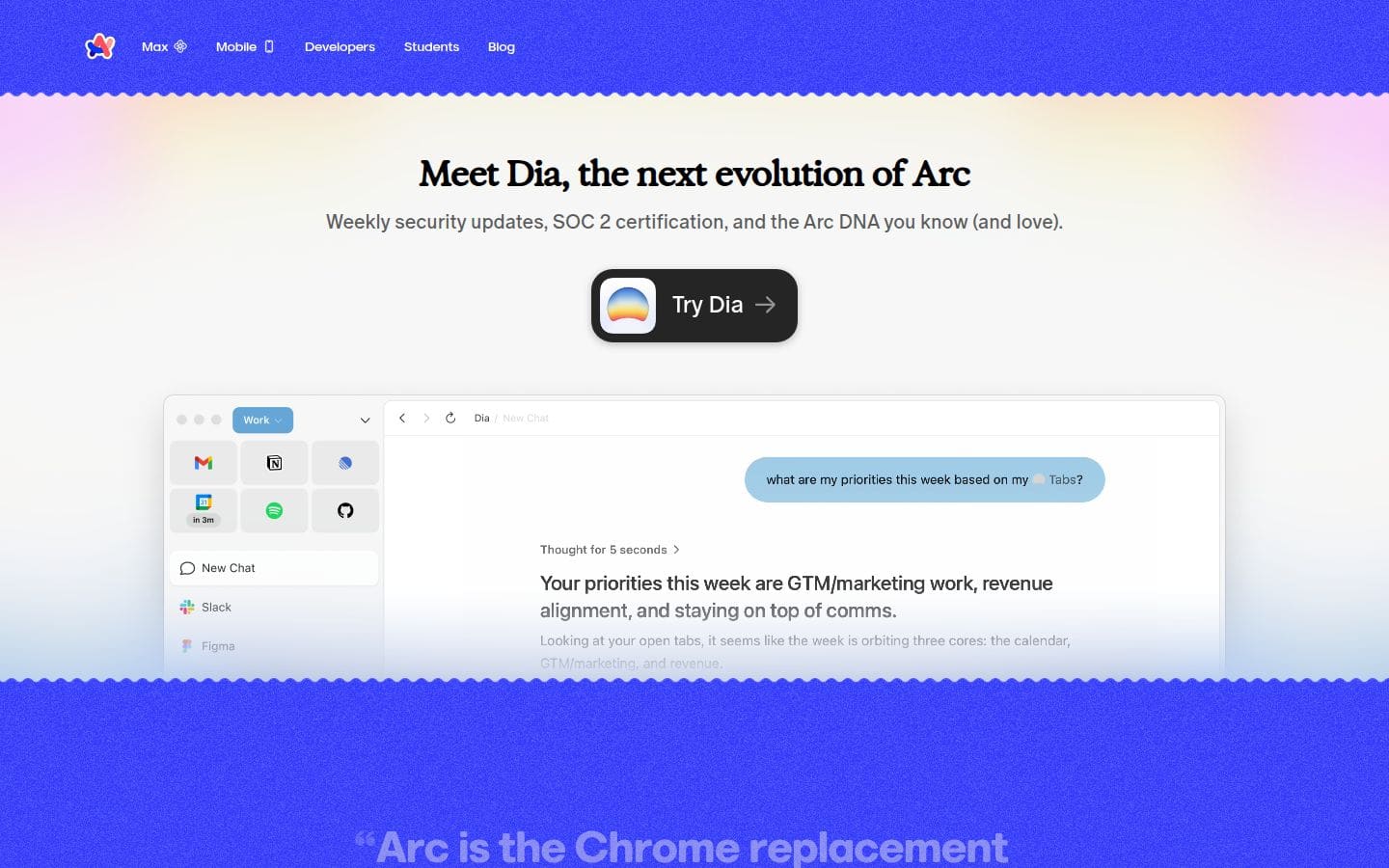 Arc Browser PC表示