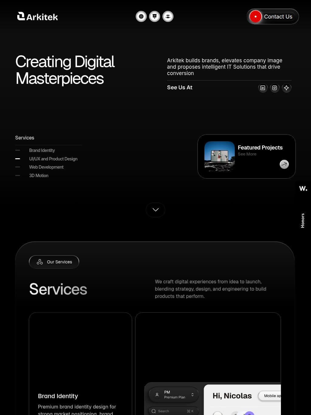 Arkitek - Defining digital presence タブレット表示
