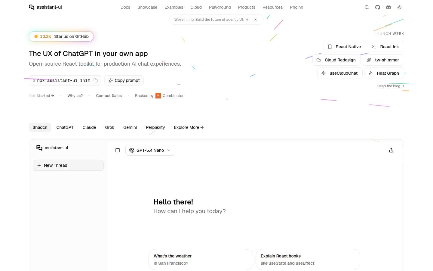 assistant-ui PC表示