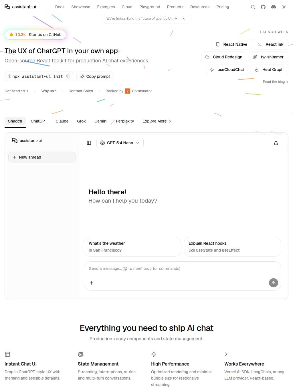 assistant-ui タブレット表示