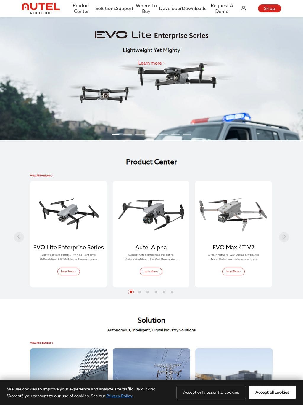 Autel Robotics タブレット表示