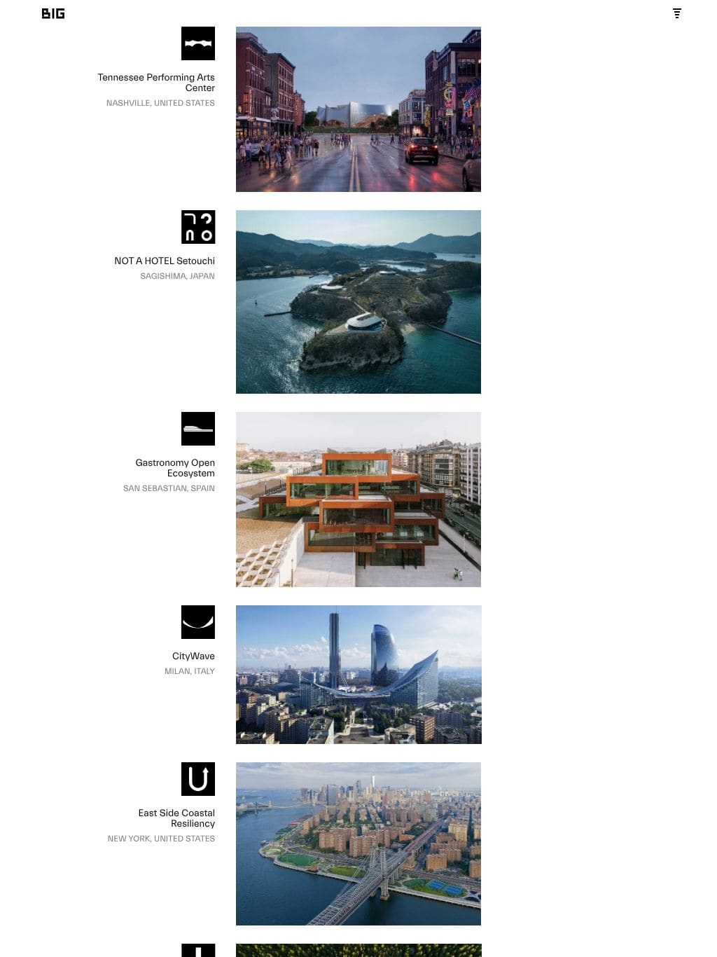 BIG (Bjarke Ingels Group) タブレット表示