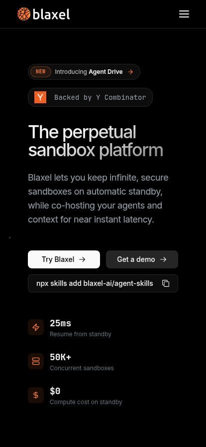 Blaxel スマホ表示
