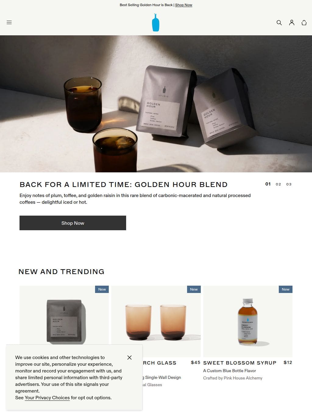Blue Bottle Coffee タブレット表示
