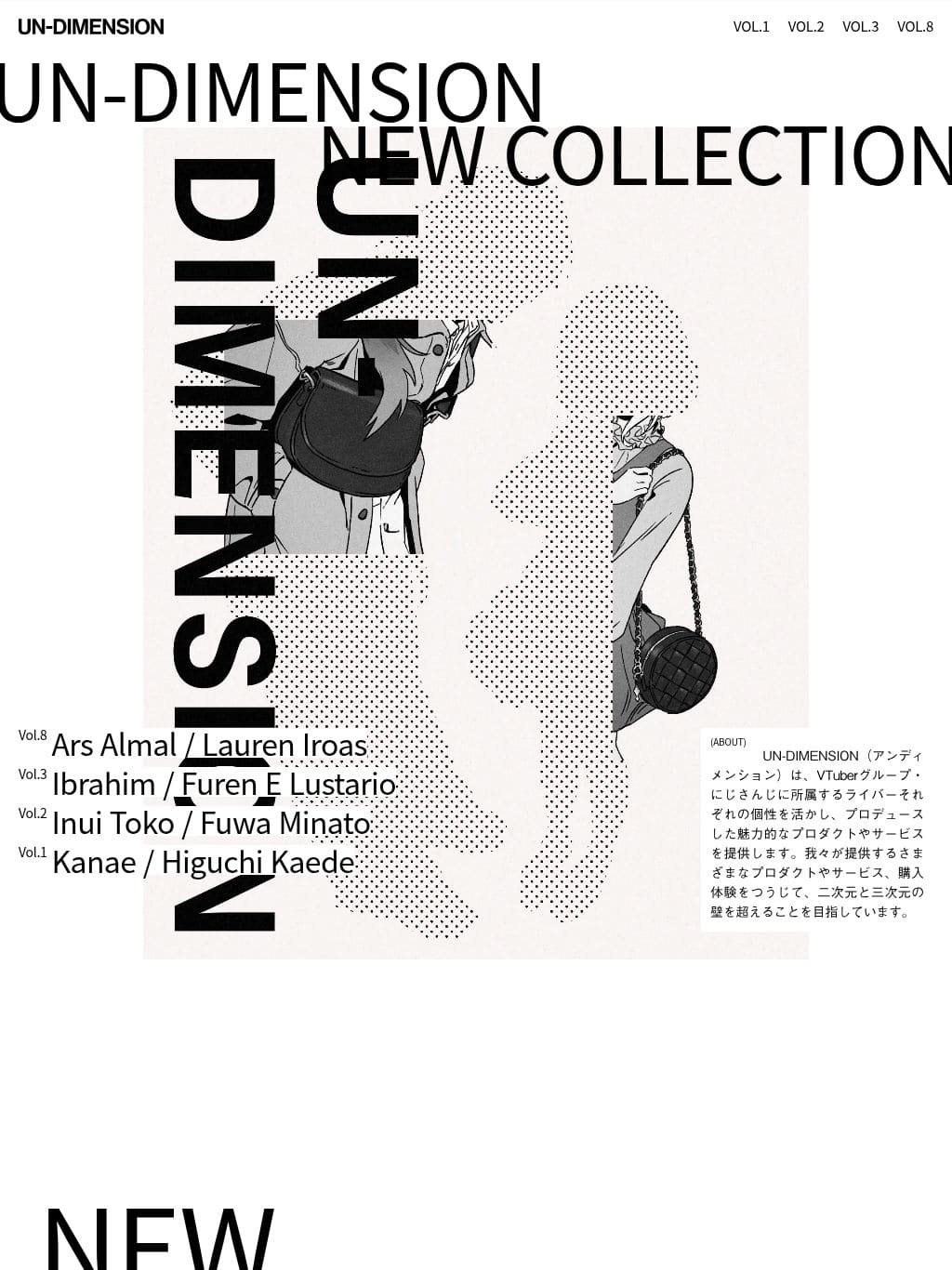 UNDIMENSION タブレット表示