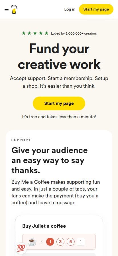 Buy Me a Coffee スマホ表示