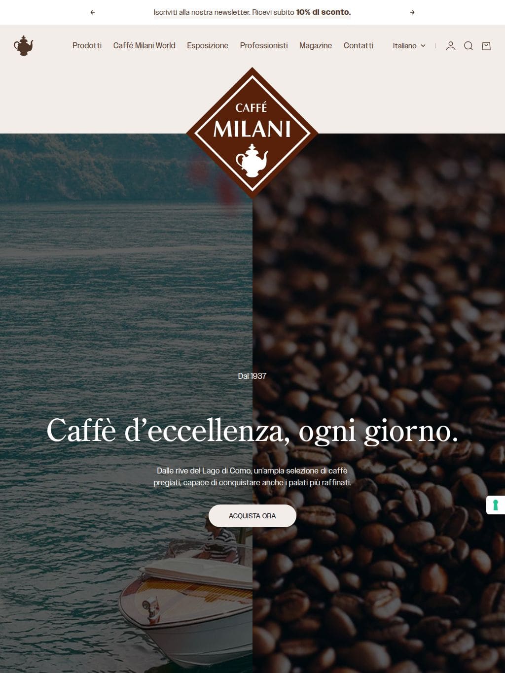 Caffé Milani タブレット表示