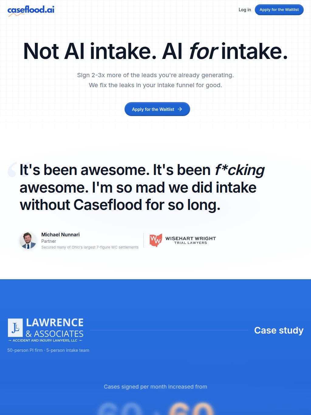 Caseflood.ai タブレット表示
