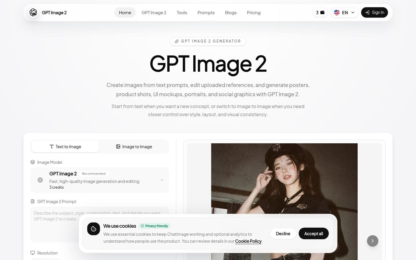 chatimage.ai PC表示