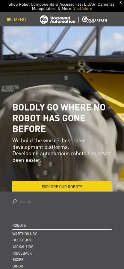 Clearpath Robotics スマホ表示