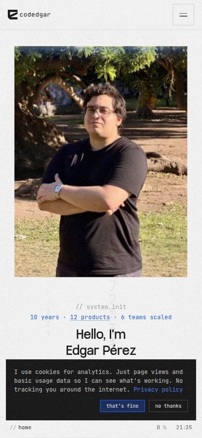 Edgar Pérez | Frontend Design Engineer スマホ表示
