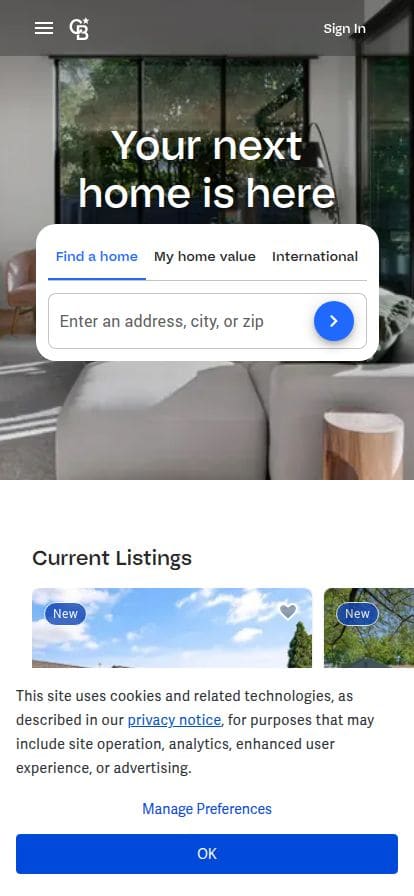 Coldwell Banker スマホ表示