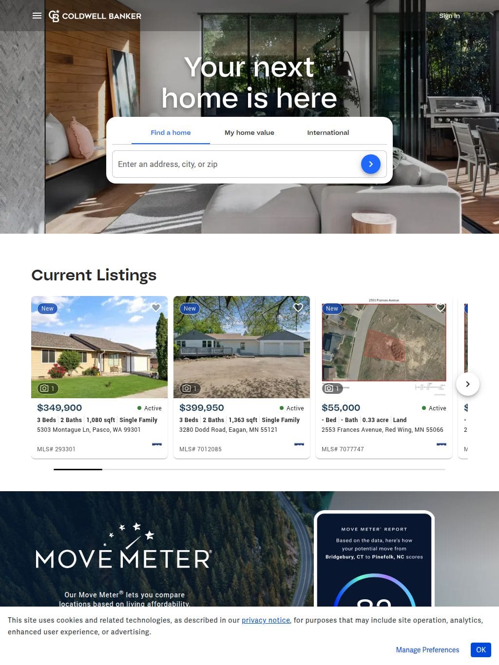 Coldwell Banker タブレット表示