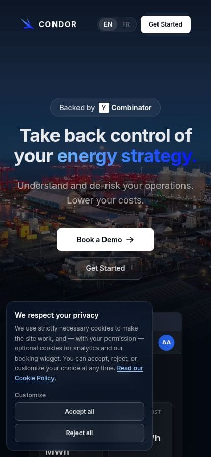 Condor Energy スマホ表示