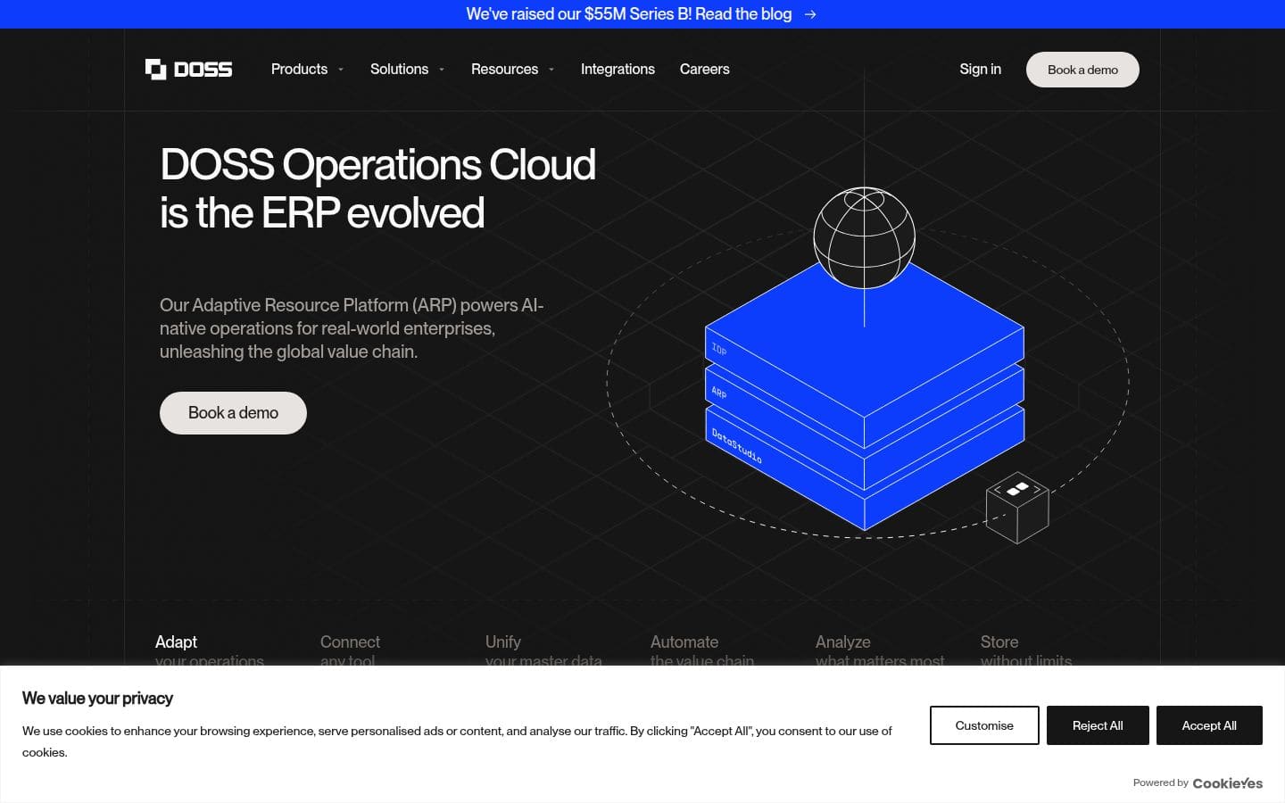 DOSS | Adaptive ERP and Operations Cloud PC表示