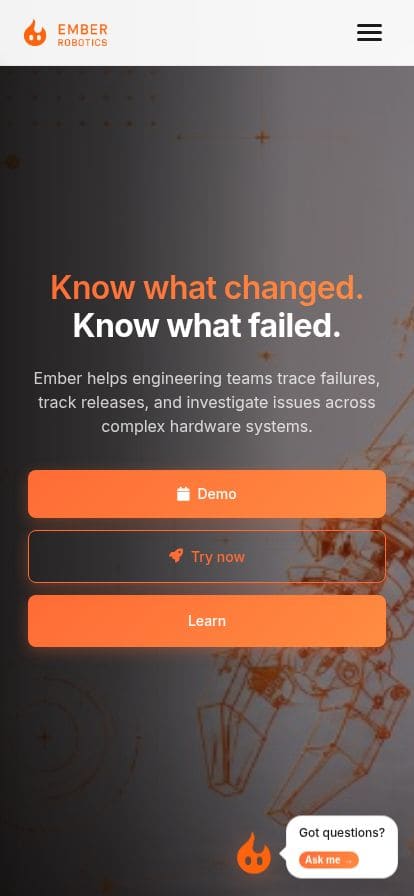 Ember Robotics スマホ表示