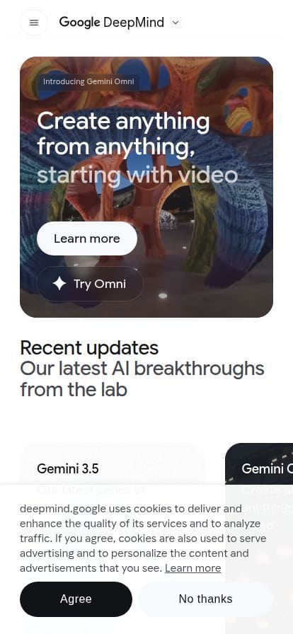 Google DeepMind スマホ表示
