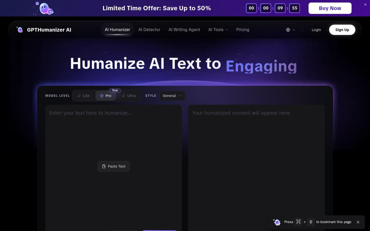 gpthumanizer.ai PC表示