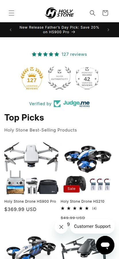 Holy Stone スマホ表示