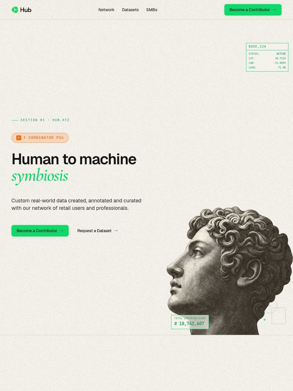 Hub.xyz タブレット表示