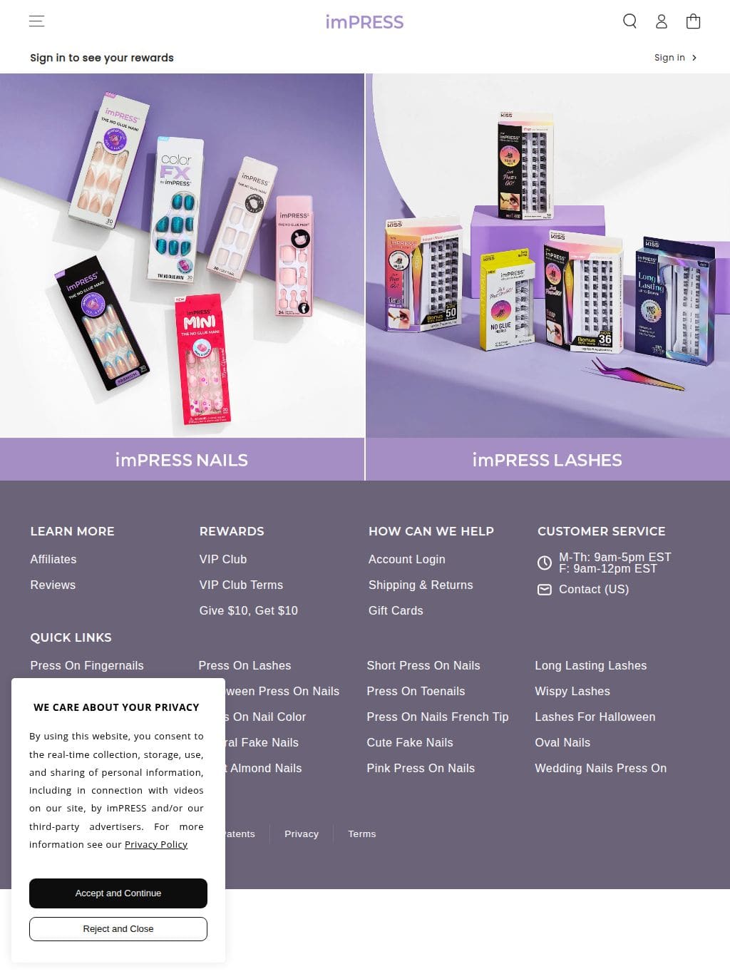 imPRESS Nails タブレット表示