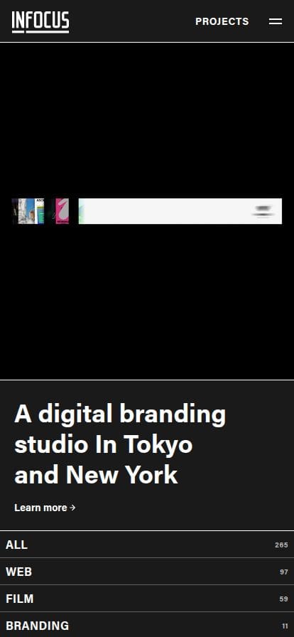 IN FOCUS INC - Digital Branding Studio - Tokyo & New York - インフォーカス株式会社 スマホ表示