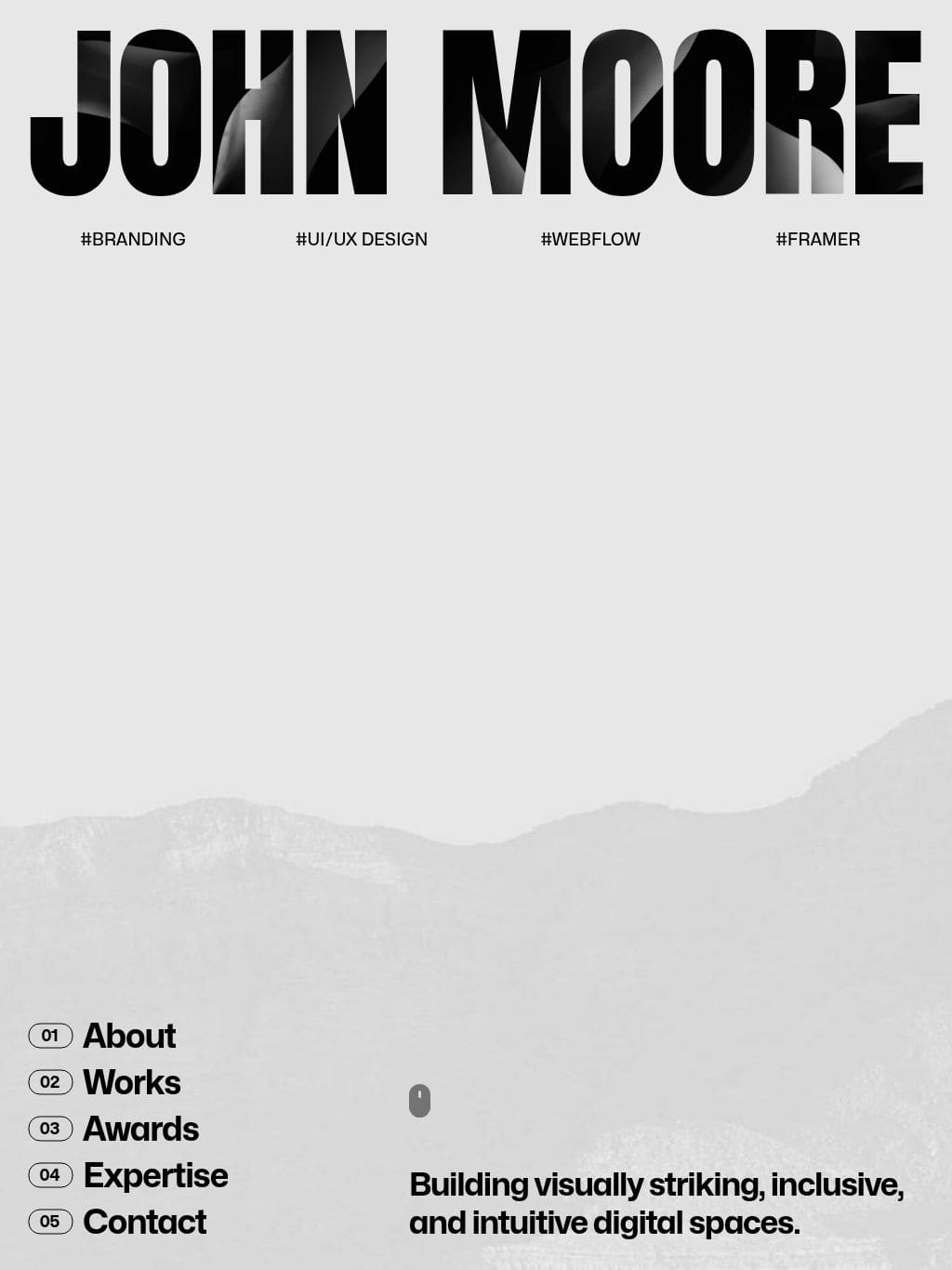 John Moore- Webflow HTML website template タブレット表示