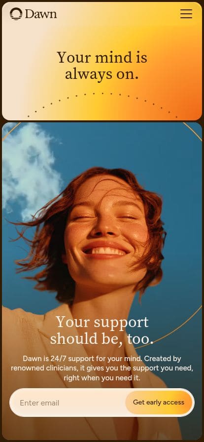Dawn: AI for Mental Health | 24/7 support for your mind スマホ表示
