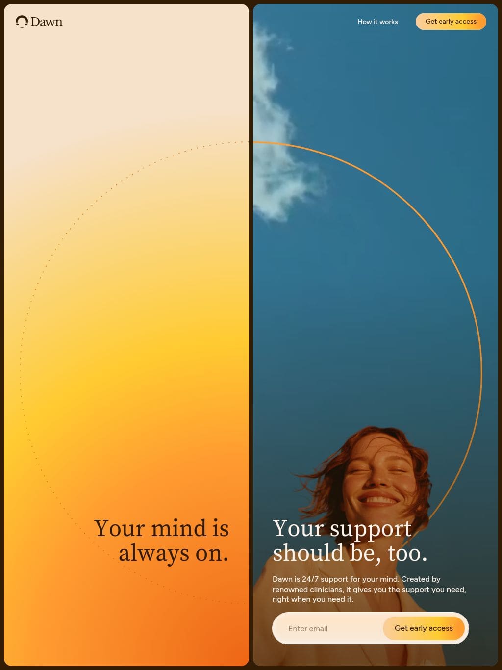 Dawn: AI for Mental Health | 24/7 support for your mind タブレット表示