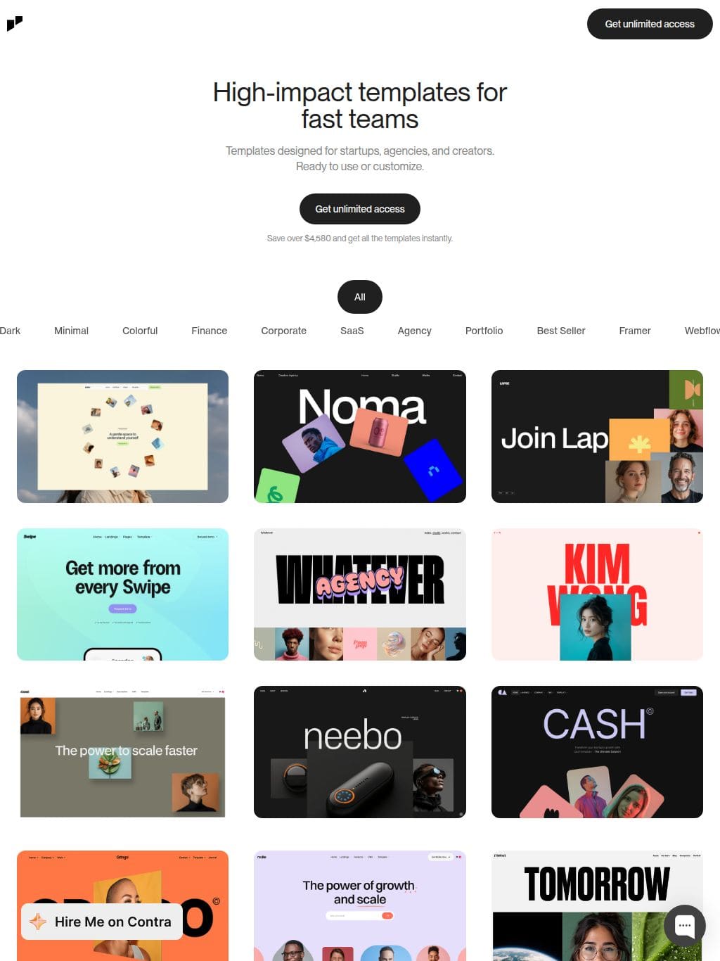 Save time and money with our premium and exclusive Framer & Webflow templates. タブレット表示