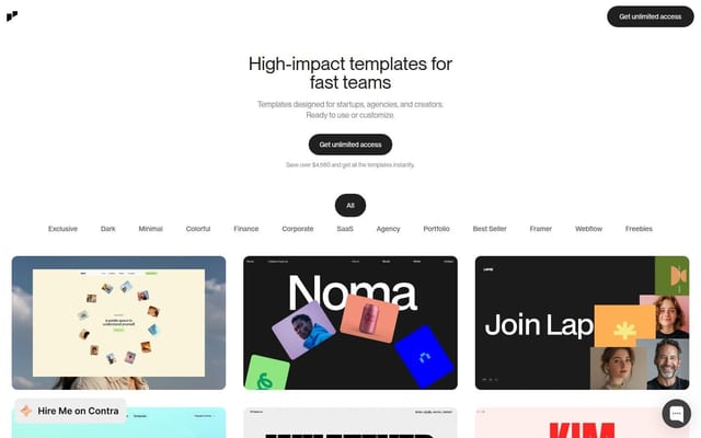 Save time and money with our premium and exclusive Framer & Webflow templates.