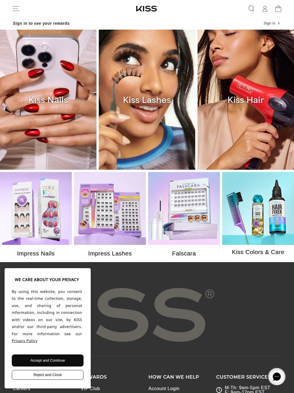 KISS Products タブレット表示