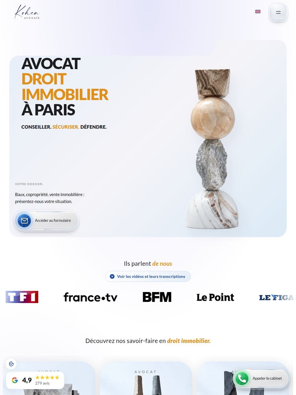 Maître Reda Kohen, avocat en droit immobilier et droit des affaires à Paris タブレット表示