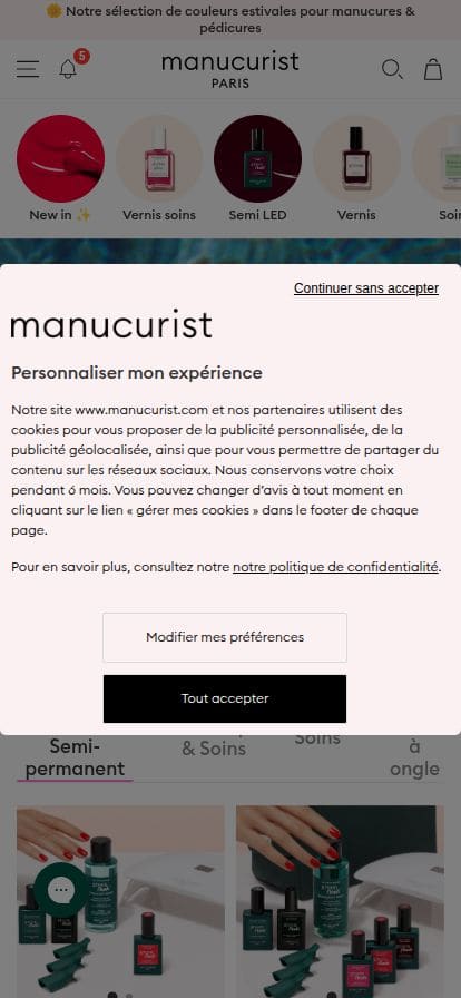 Manucurist Paris スマホ表示