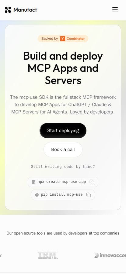 Manufact (formerly mcp-use) スマホ表示