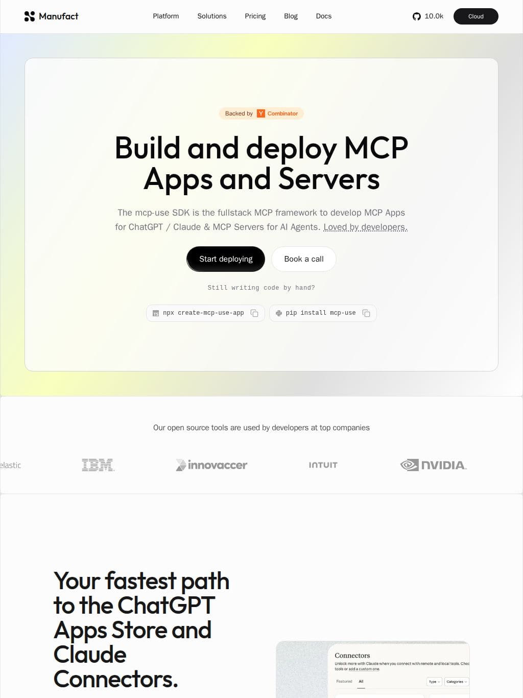 Manufact (formerly mcp-use) タブレット表示
