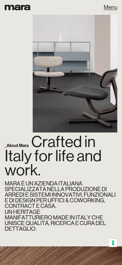 Mara, arredi di design per ufficio, contract e casa. 100% made in Italy. スマホ表示