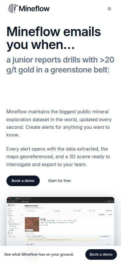 Mineflow スマホ表示