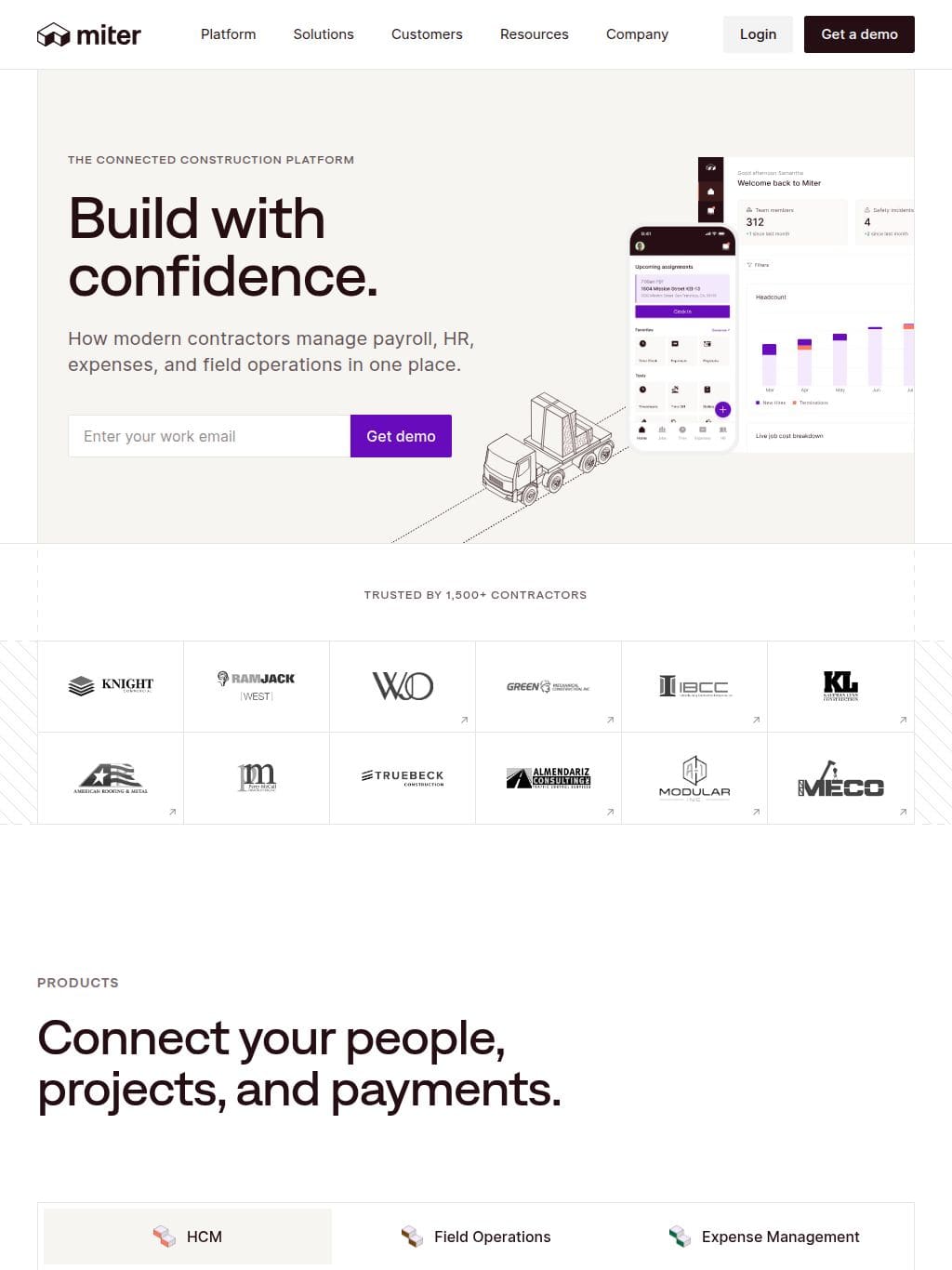 Miter | Payroll, HR, Expenses & Field Ops Software タブレット表示
